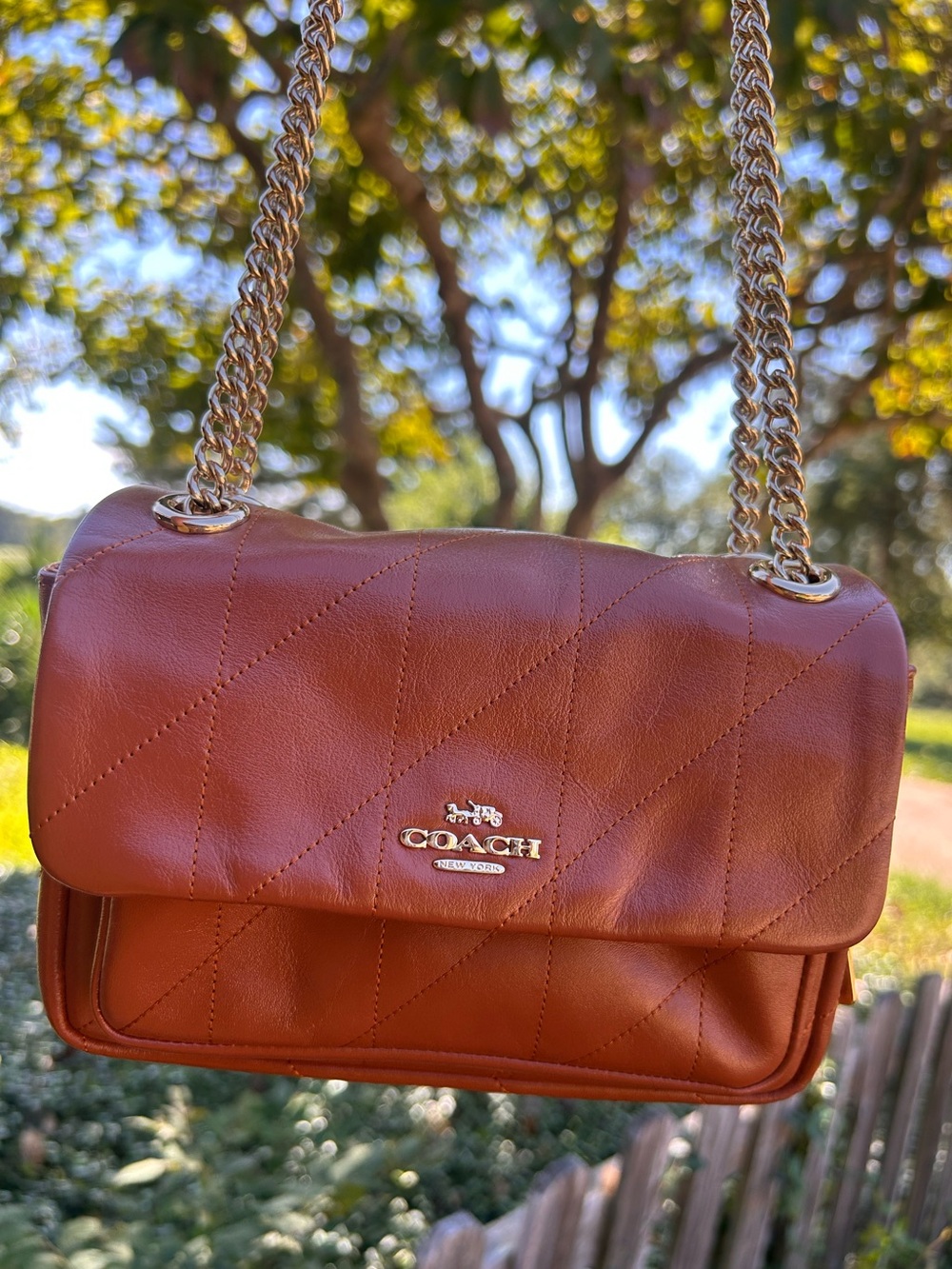 Coach Quilted Eloide 18 in Cinnamon